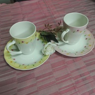 Floral Mugs with Cake Plate Set