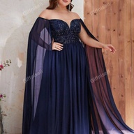 Giffniseti Plus Off Shoulder Contrast Sequ8n Mesh Formal dress