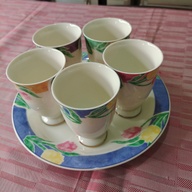 Tall Cups with Serving or Dinner Plate Set