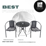 OUTDOOR GLASS TOP TABLE & CHAIR