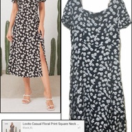 LOVITO XL FLORAL BLACK DRESS