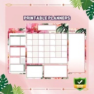 Floral Printable Planners in Pink (Letter Size "8.5 x "11)