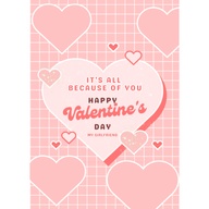 FiBei Greetings Valentines It's All Because Of You Poetry Card