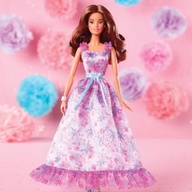 Barbie Signature Birthday Wishes Doll Collectible in Satiny Lilac Dress with Wavy Brown Hair