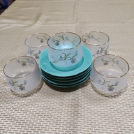 Smoked Glass with Green Saucer Set