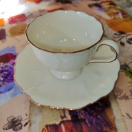 Classic White with Gold Rim Tea or Coffee Cups and Saucer Set
