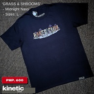 'GRASS & SHROOMS' in Midnight Navy - BAKER CLUB Clothing