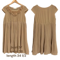 Mocha silk chiffon midi dress