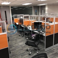 WORKSTATION TABLE CUBICLE IN LAMINATED WITH GLASS FINISH, OFFICE PARTITION