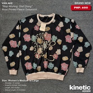 (BRAND NEW) VAN AKE "Stop Wishing, Start Doing" Rose Printed Fleece Sweatshirt
