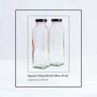 Square Glass Bottle (300ml, Box of 24)