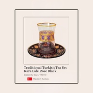 Traditional Turkish Tea Set – Kara Lale Rose Black