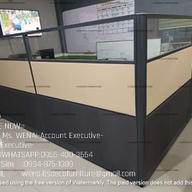 HIGH PANEL FABRIC W/ GLASS  WORKSTATION OFFICE PARTITION