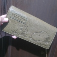 PEANUTS SNOOPY Flap Long Wallet Long Wallet Green Cowhide Italian Leather Japan