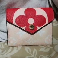 Pre-loved LOUIS VUITTON ZOE GIANT MONOGRAM TRIFOLD WALLET Red Pink small size.