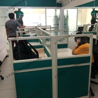 with glass workstation office partition and furniture