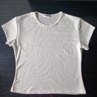 HEY ZOEY Bettina Mid-length/Mini Roundneck Cotton Short Sleeve Basic Off White Top