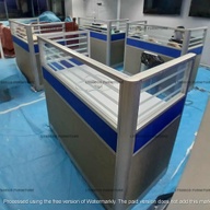 OFFICE PARTITION AND OFFICE FURNTIURE MODULAR CUBICLES W/ STRIPE GLASS