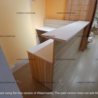 L-SHAPE RECEPTION TABLE LAMINATED FINISH WITH COUNTER TOP OFFICE PARTITION