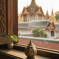 Vintage Thai Benjarong Miniature Jar - Gold & Green Decor
