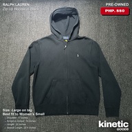 (PRE-OWNED) RALPH LAUREN Zip Up Hoodie in Black