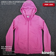 (PRE-OWNED) ADIDAS CLIMALITE SPORTS ESSENTIALS Zip Up Hoodie in Pink